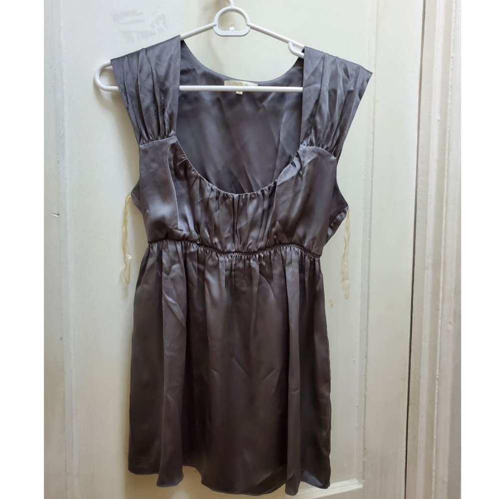 Silver Silk Top with Cap Sleeve (Matty M)